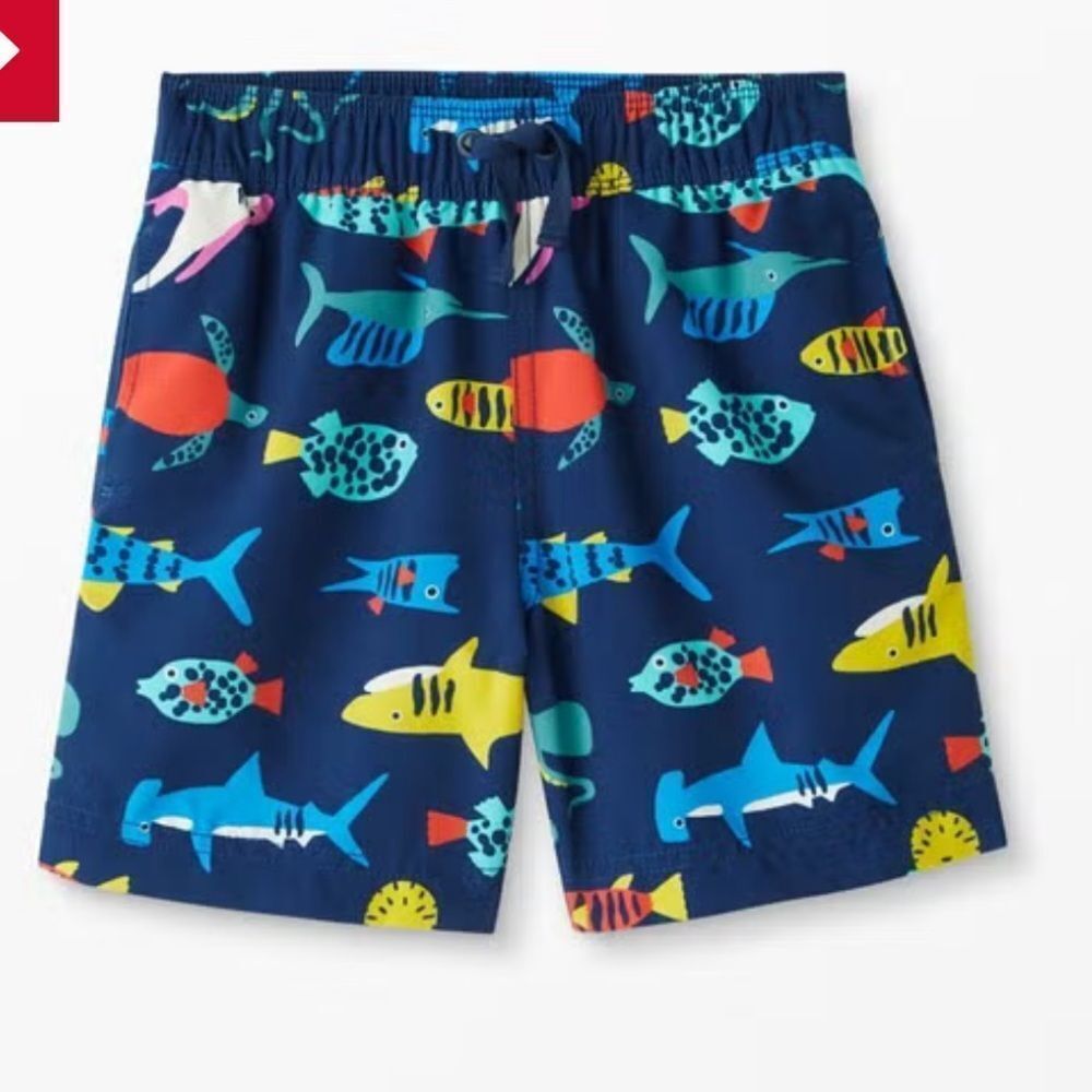 Hanna Andersson Blue Fish Print Kids Shorts 3T